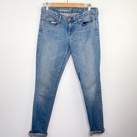 J. Crew Light Wash Blue Toothpick Skinny Jeans 30